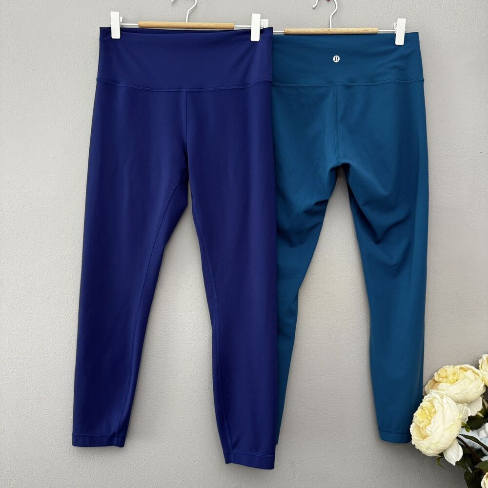 Bundle of 2 Lululemon Wunder Train High-Rise Tight 25” Leggings Sz 10 Blue/Teal - Picture 2 of 11